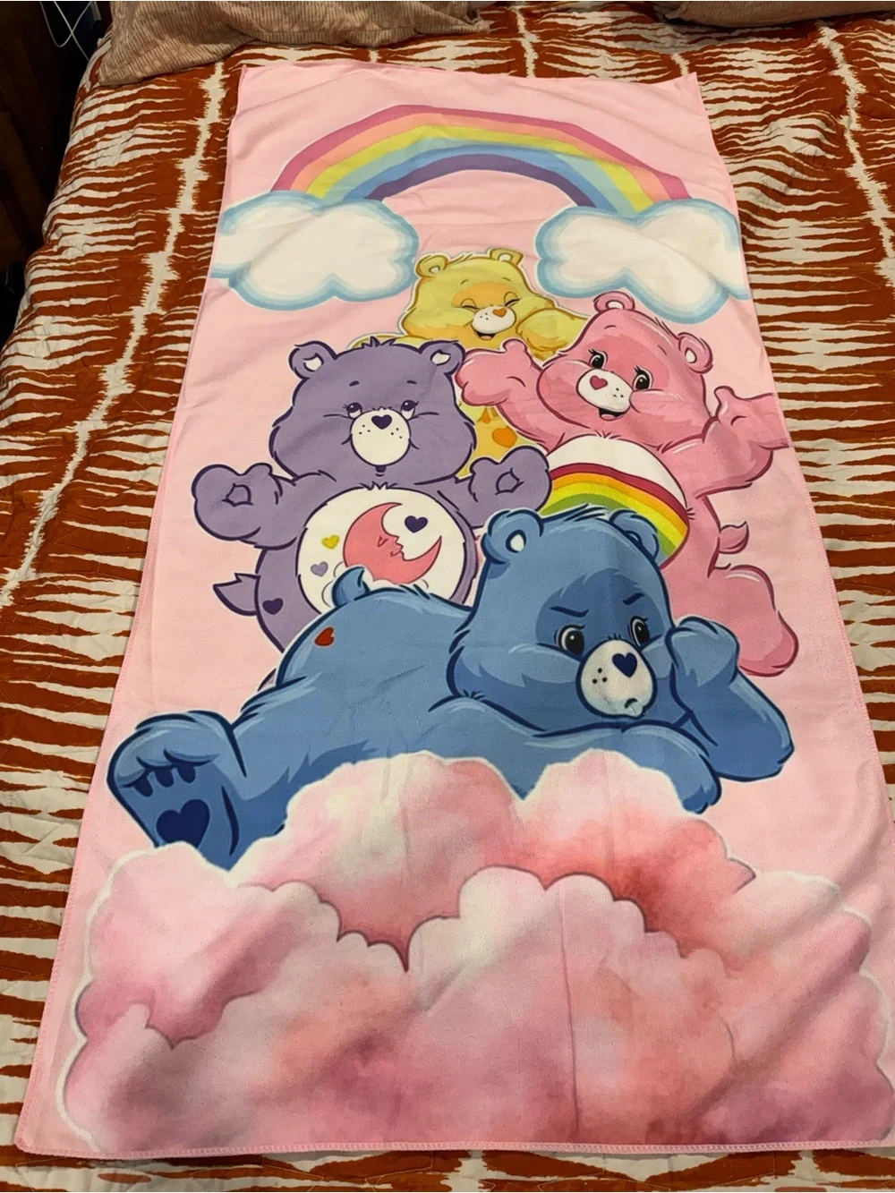 Care Bears Pink Rainbow Cloud Beach Towel
